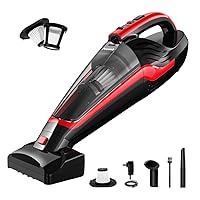 Pet Hair Handheld Vacuum - Car Vacuum Cleaner Cordless Rechargeable, Hand Vacuum with Reusable Filter and Motorized Brush for Carpet, Couch & Stairs, Red