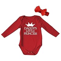 Petitebella Daddy's Little Princess Red L/s Baby Bodysuit Nb-18m
