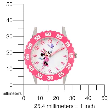 Disney Minnie Mouse Kids' Bezel Stainless Steel Time Teacher Analog Nylon Strap Watch