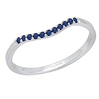 Dazzlingrock Collection Round Gemstone or Diamond 11 Stone Contour Stackable Wedding Band for Women in 925 Sterling Silver