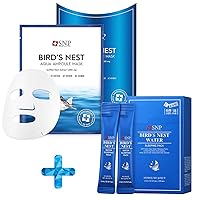 Bird's Nest Aqua Ampoule Moisturizing Korean Face 10 Pcs Sheet Mask and 20 Pack Water Sleeping Pack Bundle