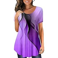Womens Casual Tops Crewneck Comfy Womens Plus Size Tunic Tops Stylish Short Sleeve Trendy Tops for Women