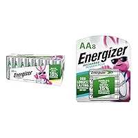 Energizer Rechargeable AA Batteries, Recharge Universal Double A Battery Pre-Charged, 16 Count & Rechargeable AA Batteries, Recharge Power Plus Double A Battery Pre-Charged, 8 Count