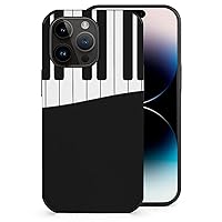 Black and White Piano Keys Protective Phone Case Slim Leather Case Shockproof Phone Cover Shell Compatible for iPhone 14 Pro Max