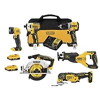 DEWALT 20V MAX* XR Cordless Combo Kit (6-Tool) with (2) Ah Batteries and Charger (DCK648D2)