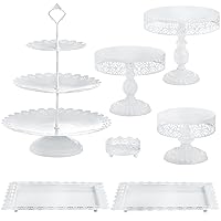Set of 7 White Cake Stand, Decorative Dessert Display Set, Metal Cake Stand Set for Dessert Table, Birthday Party, Wedding, Afternoon Tea, Festival