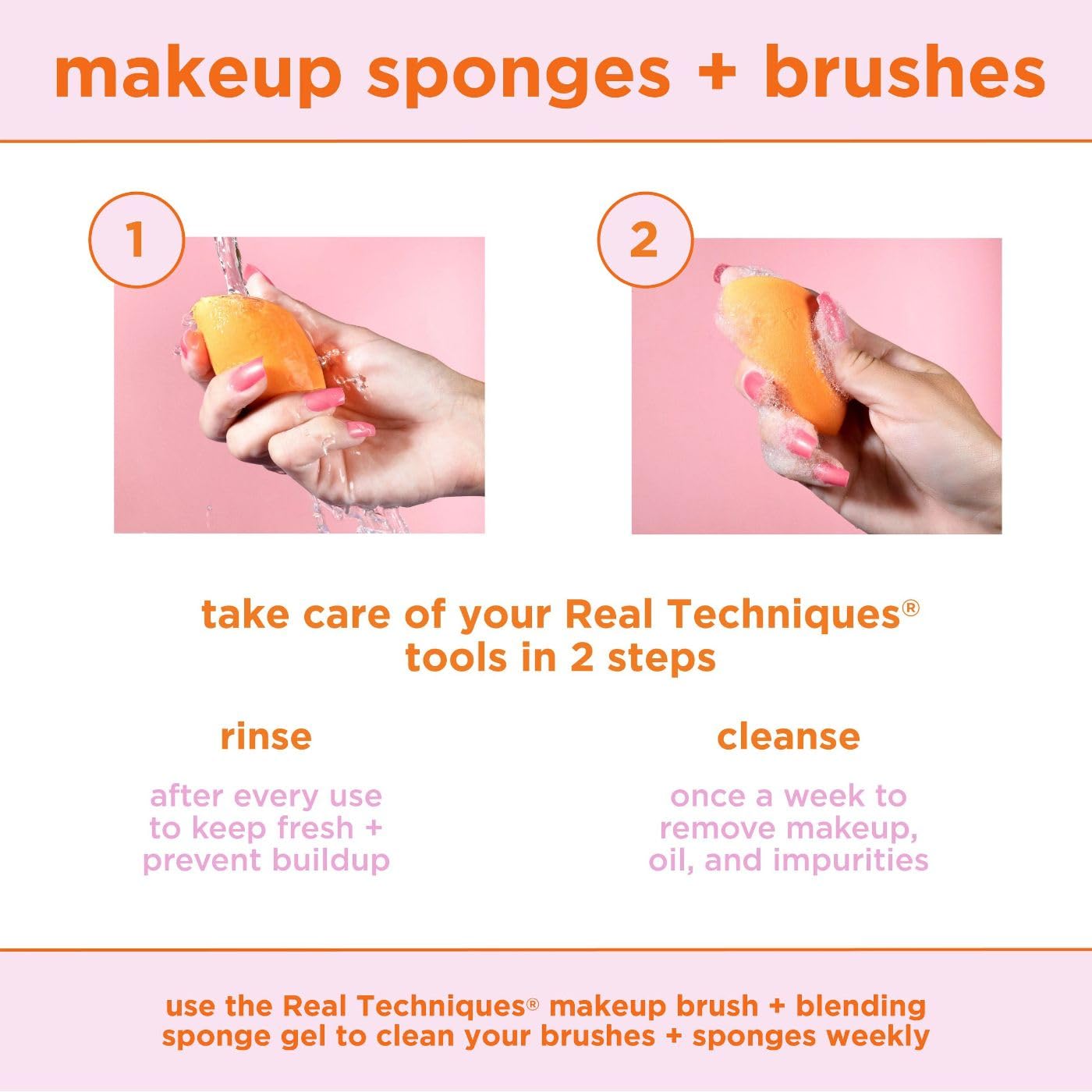 Real Techniques Level Up Brush And Sponge Kit, Makeup Brushes For Eyeshadow, Foundation, Blush, & Bronzer, Makeup Blending Sponge, Professional Quality Makeup Tools, Synthetic Bristles, 8 Piece Set