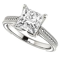 2 CT Princess Cut Colorless Moissanite Wedding Ring, Bridal Ring Set, Engagement Ring, Solid Gold Sterling Silver, Anniversary Ring, Promise Ring, Perfect for Gifts or As You Want Cocktail Ring
