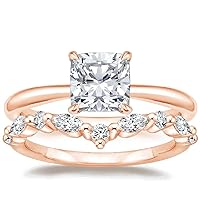 Moissanite Solitaire Engagement Ring for Women, Women's Engagement Rings Moissanite Promise Rings 1 CT Cushion Colorless VVS1 Clarity Wedding bands 925 Sterling Silver with 18K Gold