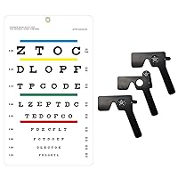 PVC Eye Chart, Upgraded Snellen Eye Chart for Eye Exams 10 Feet 14x8 Inches and 3 Pack Ophthalmic 14-Pinhole Eye Occluders