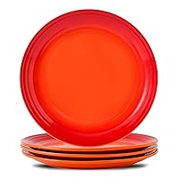 Hasense 10 Inch Ceramic Dinner Plates Set of 4, Large Ceramic Salad Plates, Lively Stoneware Dinnerware Dish Sets, Microwave, Oven, and Dishwasher Safe, Scratch Resistant, Gradient Orange
