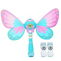 Princess Bubble Wand Girls Light up Bubble Wand Automatic Bubble Machine Maker with Music Moveable and 2 Bottles 20ml Bubble Solutions Fun Bubble Toy.