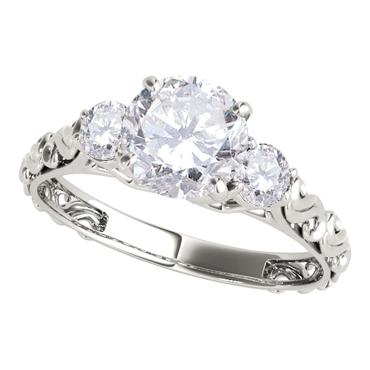 14K White Gold Real Diamond Accented Ring Channel Set 4.85 CT TW  (Moissanite Center) 