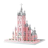 Micro Building Block Set, Pink Castle Church,Architecture Model Micro Mini Blocks, 7017PCS