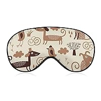 Sleep Mask for Women Men Eye Mask Sleep Adjustable for Light Blocking Blindfold Sleeping Mask Compatible with Cute Dogs Brown for Home Flight Shift Work