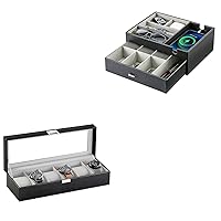 Double Layer Valet Tray Bundle with 6 Slots Watch Box