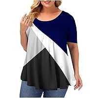 Casual Plus Size Tops for Women Plus Size Fashion Comfortable Casual Crewneck Short Sleeve Print Top Blouse