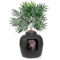 Good Pet Stuff, The Original Hidden Litter Box, Artificial Plants & Enclosed Cat Planter Litter Box, Vented & Odor Filter, Easy to Clean, Black Suede