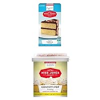 Miss Jones Baking Organic Cake and Cupcake Mix with Buttercream Frosting: Moist Vanilla Yellow Cake and Confetti Pop Frosting (Pack of 2)
