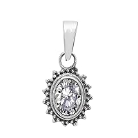 Multi Choice Oval Shape Gemstone 925 Sterling Silver Vintage Style Solitaire Pendant Jewelry