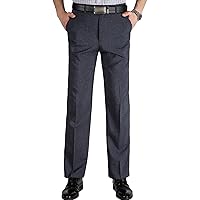 Men's Straight Fit Stretch Dress Pants Plain Flat Front Loose Suit Pant Casual Classic Fit Golf Chino Trousers