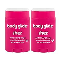 Body Glide For Her Anti Chafe Balm | Chafing stick with added emollients | Great for dry, sensitive skin and/or sensitive areas | Use on chest, bra, butt, groin, arm, and thigh chafing | 1.5oz-2pk