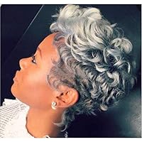 Afro Curly Synthetic Wigs For Black Women Short Gray Curly Wigs For Black Women African American Short Ombre Gray Curly Wigs Gray Curly Hair wigs