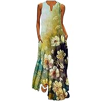 Women Plus Size Cat Printed Long Maxi Dress Summer Short Sleeve Flower V Neck Flowy Dress Casual Sundress Beach Dresses