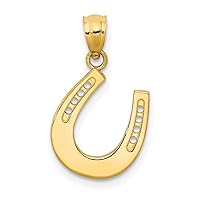 Saris and Things 14k Yellow Gold Solid Gold Polished Horseshoe Charm Pendant