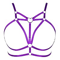 Women Harness Elastic Plus Size Cupless Cage Bra Hollow Out Strappy