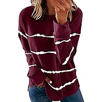 Ceboyel Womens Crew Neck Sweatshirt 2023 Striped Color Block Blouese Shirts Long Sleeve Pullover Tops Fall Fashion Clothes