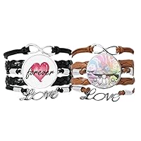 Religion Customs Stone Lion Landmark Bracelet Hand Strap Leather Rope Forever Love Wristband Double Set