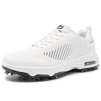 FENLERN Men's Golf Shoes Spiked Air Cushion Breathable Upper