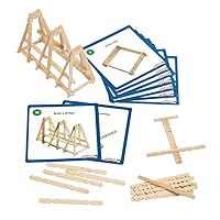 Colorations Wooden Building Craft Sticks, Set of 600, Wooden Building Craft Sticks, Brain Training Steam Activity, 10 Activity Guides for Building Different Structures,Kids STEM & STEAM Craft,Ages 3+