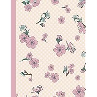 Cherry Blossom Composition Notebook: 8.5 X 11 Standard Wide Ruled Paper Lined Journal, Vintage Japan Leaf Sakura Blossom Pattern Cover - A Helpful Gift For Young Boys And Girls