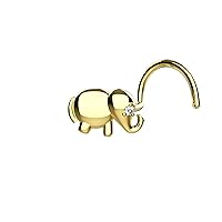 1mm CZ Diamond Baby Elephant Shaped Gold Plated Nose Ring Sterling Silver Tiny Nose Stud