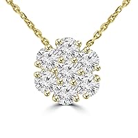 2.10 ct Ladies Round Cut Diamond Pendant/Necklace in 14 kt Yellow
