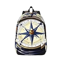 Sail Boat Nautical Compass Print Canvas Laptop Backpack Outdoor Casual Travel Bag Daypack Book Bag For Men Women