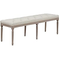 Jack Upholstered Bedroom Bench 6-Leg Design, Tufted Cushion, and Durable Wood Construction, Versatile Seating Furniture Addition to Entryway, Closet, or Living Room, 55