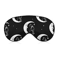 Soft Eye Masks with Adjustable Strap Sleeping Mask Compatible with Black and White Gothic Cat in The Moon, Lightweight Comfortable Blindfold Blocks Light for Men Women Travel Outdoor Nap