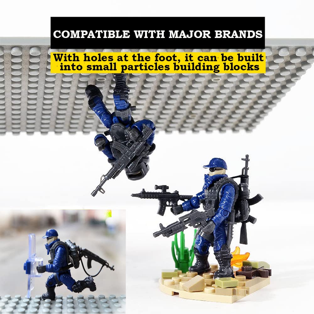 Ulanlan Special Forces Mini Military Action Figure with Weapons and Accessories Building Blocks Playset, 8 PCS Multiple Movable Joints SWAT Police Figure, Best Gift for Boys 8 9 10