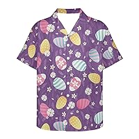 Men Plus Size Easter Day 3D Print Short Sleeve Button Down Casual Hawaiian Shirt 2XS-7XL