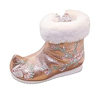 Children Ankle Boots Warm Cotton Boots Embroidered Boots National Boots Princess Cotton Boots Lam Boots for Girls