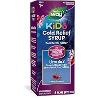 Nature's Way Cold Relief Syrup for Kids 1+, Umcka, Shortens Duration & Reduces Severity, Multi-Symptom Cold Relief, Homeopathic, Phenylephrine Free, Cherry Flavored, 4 Fl Oz (Packaging May Vary)