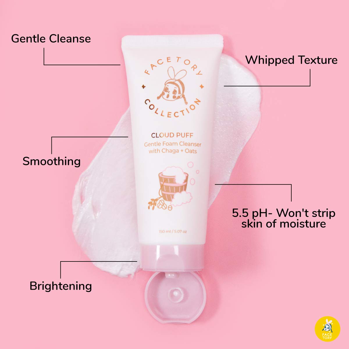 FACETORY Oat Skin Care Bundle made with Oats Extract - Contains 5 Oats My Bananas Sheet Masks, 1 Cloud Puff Cleanser, and 1 Calming Glow Facial Oil - Moisturizing, Nourishing, Smoothing