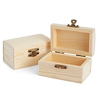 Bright Creations 12 Pack Unfinished Wooden Boxes for Crafts, Party Favors for Birthday Parties, Baby Shower, Treasure Chest with Lid and Clasp, Pirate Decorations (3.5 x 2.2 x 2 In)