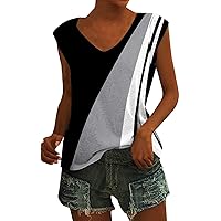 SCBFDI Tanks for Women, Nursing Tank Tops Sleeveless Full Length Fitted Blouses V Neck Gradient Basic Tees Beach Attire, Women Clothing