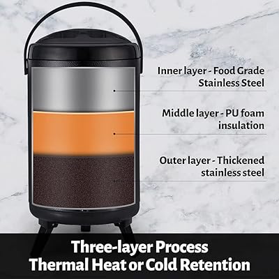 WantJoin Insulated Beverage Dispenser-Thermal Hot and Cold Beverage  Dispenser Tea Dispenser Stainless Steel 12L/3.2Gal Hot Drink Dispenser with  Spigot