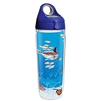 Tervis Made in USA Double Walled Guy Harvey Insulated Tumbler Cup Keeps Drinks Cold & Hot, 24oz Water Bottle, Shark Collage