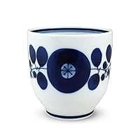 Hakusan Pottery Yunomi Blue Bloom, Small, Approx. φ3.0 x 3.0 inches (7.5 x 7.5 cm), 6.1 fl oz (18